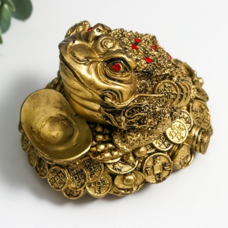 NECK Polystone for bronze "Cash toad on coins and gold ingots" 7.5x9x11 cm-4