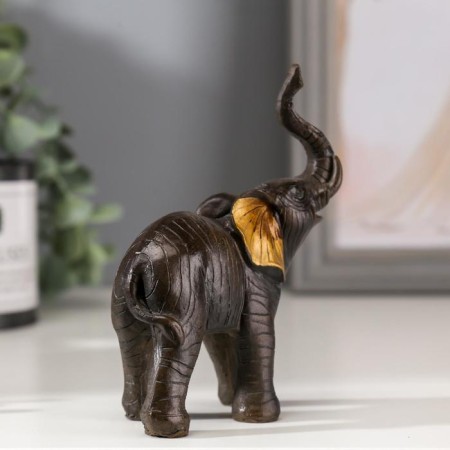 Souvenir Polystone "Elephant African Brown" gold ears 12x4.3x9.5 cm-3