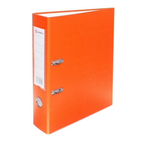 A4, 75 mm registrar, calligrata, PVC, embossing "Len", metal edging, pocket for a spine, collected, orange, mix-1