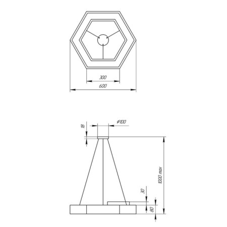 LED LED GEOMETRIA HEXAGON 45W 4000K 2500LM IP40 60x60x8 Black-1