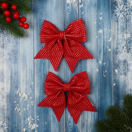 Jewelry decoration "Wicker bow" (set 2 pcs) 15x12 cm, mix