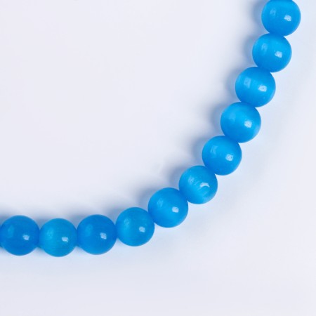Beads made of natural stone "Cat Eye" set of 50 pcs., 1 pc. - 8 mm, blue