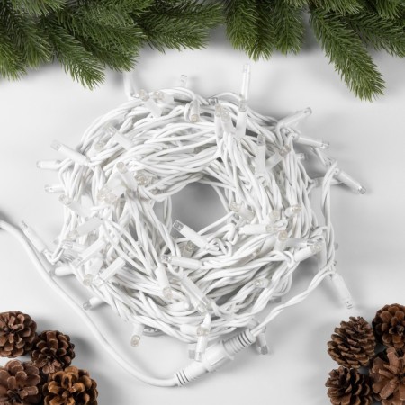 Garland “thread” 10 m, IP65, UMS, white rubber thread, 100 LED, white glow, 220 V-1