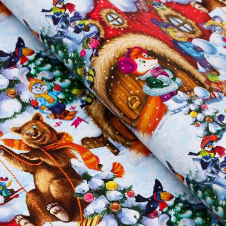 Glossy packaging paper "Holiday in the courtyard", bilateral, 70 x 100 cm-2