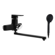 Bath mixer Zein Z4052, pour 30 cm, cartridge 40 mm, with shower set, black/chrome