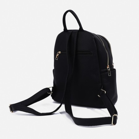 Women's backpack made of artificial leather with a zipper Star Bag, 5 outer pockets, black color-2