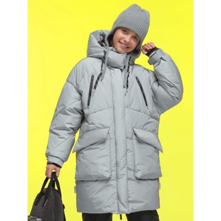 Coat for girls, height 128 cm, gray color