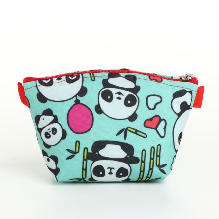 Cosmetic bag with zipper, turquoise color-1