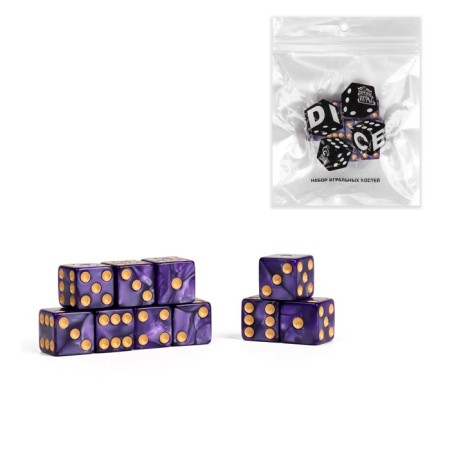 A set of dice of playing "Game time", 10 pcs, 1.6 x 1.6 cm, blue