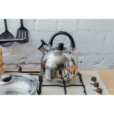A kettle with a stainless steel whistle “Black Night”, 3 l, fixed handle, chrome color-10