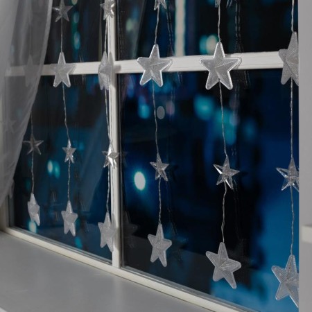 Garland "fringe" 2.4 × 0.9 m with nozzles "stars", IP20, transparent thread, 186 LED, white glow, 8 modes, 220 V-3