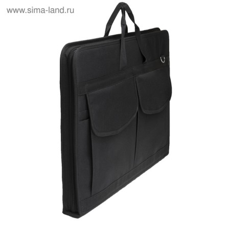 Folder for drawings and drawings A2, 640 x 450 x 30 mm, with handles, textile, estado, 3 pockets, black color,-2
