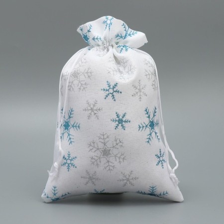 Bag gift canvas “Happy holiday”, snowflakes, 16 x 24 cm +/- 1.5 cm, New Year-1