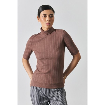 Women's turtleneck with short sleeve Eliseeva Olesya, size 56, brown color