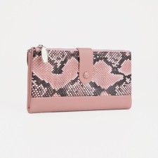Women's wallet on the button, pink color
