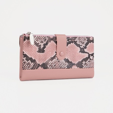 Women's wallet on the button, pink color