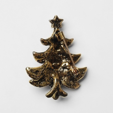 Brooch "Funny Christmas tree", green-red color in gold-1