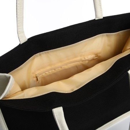 Beach bag without fastening, milk/black color-2