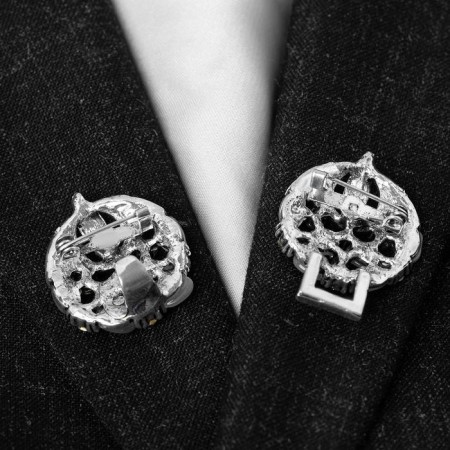 Cardigan clamp "luxury", white-gray color in black silver-4