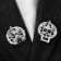 Cardigan clamp "luxury", white-gray color in black silver