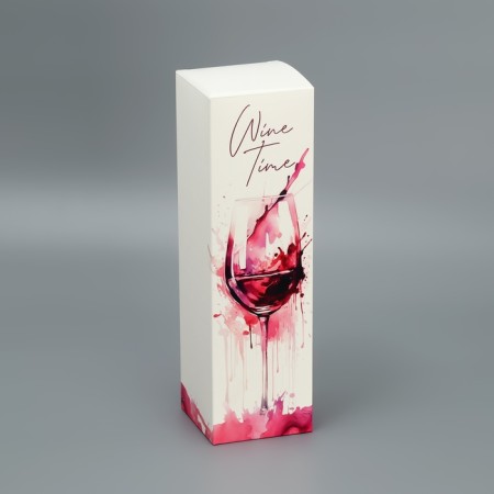 Gift folding box, packaging, “Time to drink wine”, 9.5 x 32.5 x 9 cm