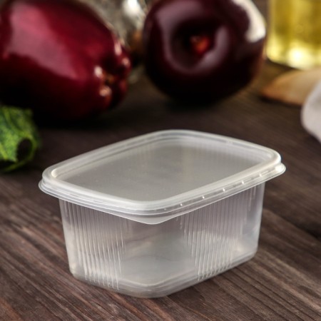 A disposable plastic container with a lid, 10 pcs, 250 ml, 10.8 × 8.2 × 4.6 cm, the color is transparent