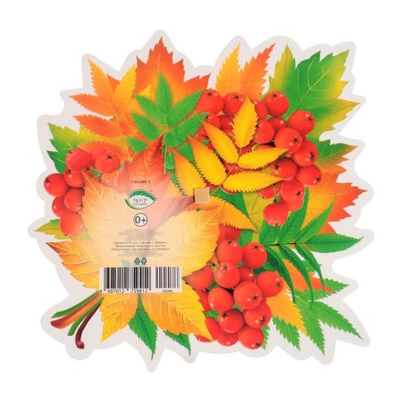 Decoration on the adhesive tape "Autumn bouquet" leaves, mountain ash, 26x26 cm-1