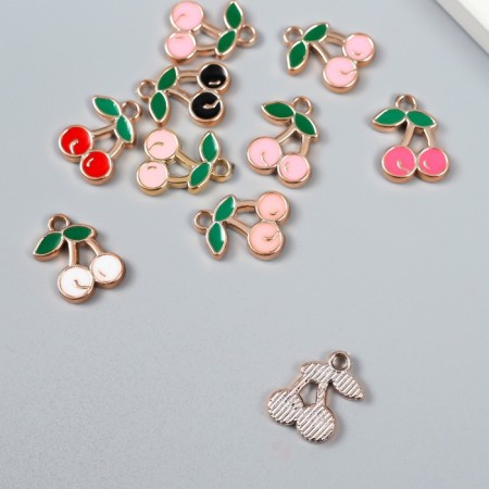 Decor for creativity plastic for metal "Two cherries" mix set 10 pcs 1.3x1.7 cm-2
