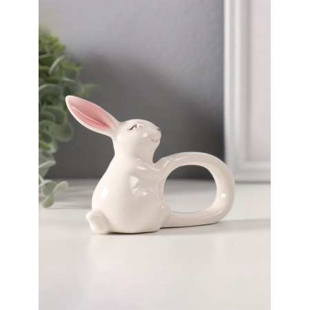 Souvenir Ceramics Holder d/napkin "White rabbit with pink ears" 5x10x7.5 cm-1