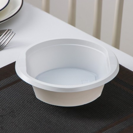Plate plastic disposable soup "Extra", d = 17 cm, 500 ml, white color, mix shape-1