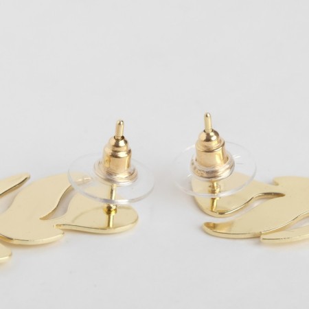 Earrings Metal "Atmosphere" palm pattern, color gold-2