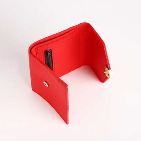 Women's wallet on the button, red color-3