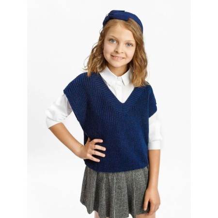 Жилет для девочки Amarobaby Knit, рост 146 см, цвет синий-3