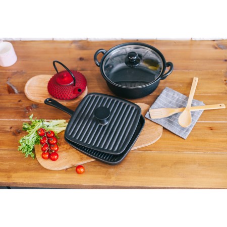 Press Press cover “Square”, cast iron, 23 × 23 cm, black-5
