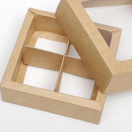 Box for sweets with a window, craft 12.5 x 12.5 x 3.5 cm-7
