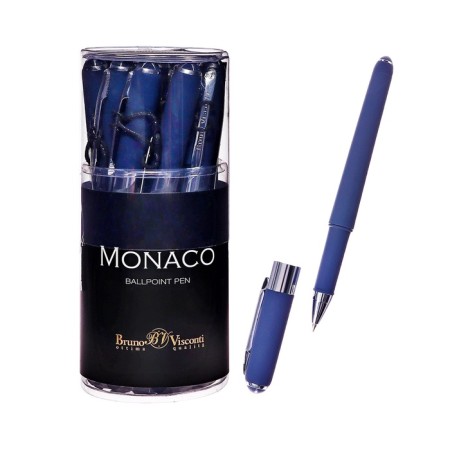 Monaco handle dark blue navy case, accessories silver, ball 0.5 mm, (blue)