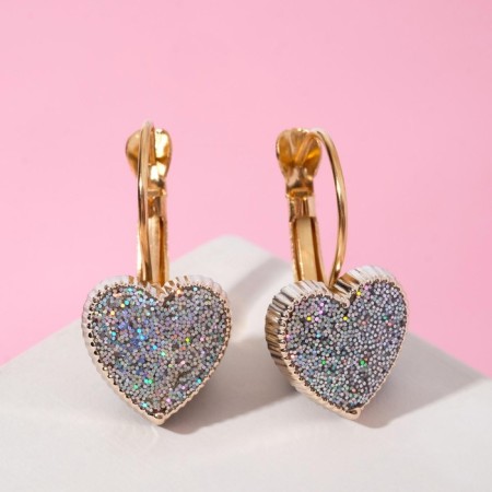 Earrings Assorted "hearts" sparkles, color silver in gold-1