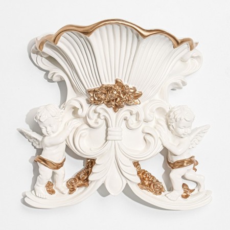 Decor Nastenna-Vaza "Angels", 20.5 cm x 22.5, white with gold-1
