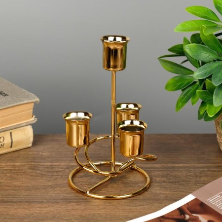 Summary Metal for 4 candles "spiral" gold 16x9x9 cm-1