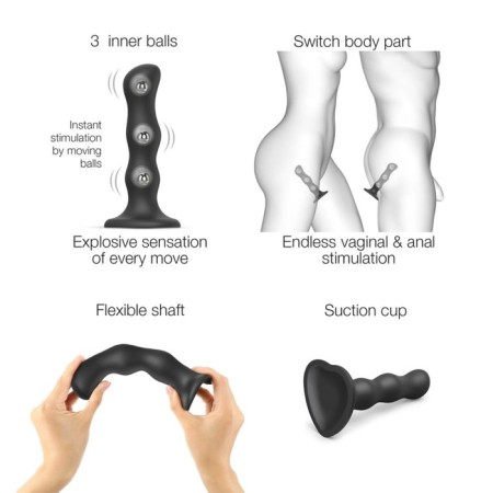 Fallomitator Strap-on-ume Dildo Geisha Ball M black, 16.5 cm-2