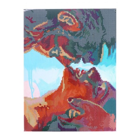 Diamond mosaic with a partial filling on the “kiss” subframe 30x40 cm-5