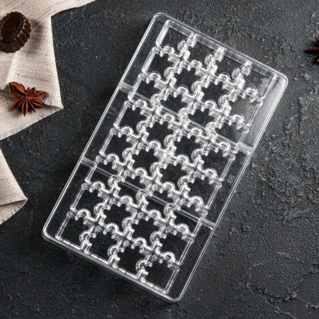 Form for chocolate and sweets “Puzzles”, 32 cells, 20 × 12 × 2.5 cm, cell 2 × 2 × 0.8 cm-4