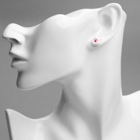 Earms with enamel "Monster" with ears, white-pink color-2