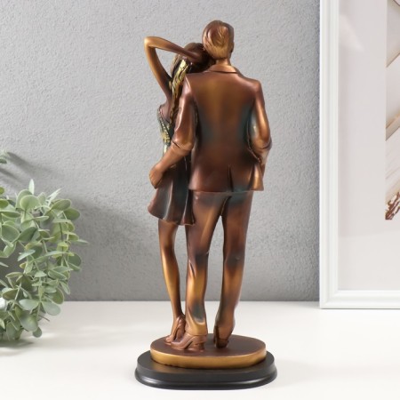 Souvenir Polystone "Fashionable couple" bronze with green 34x10x14 cm-2