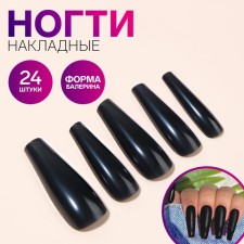 Patching nails, 24 pcs, ballerina shape, black color
