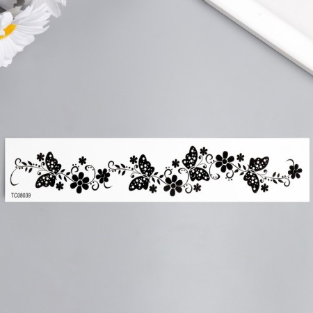 Tattoo on the body "butterflies in flowers" mix 16x3 cm-1