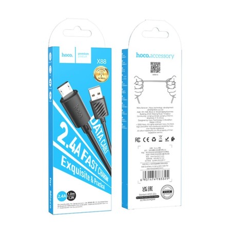 Hoco X88, Micro USB - USB, 2.4 A, 1 m, PVC, black-5