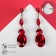 Hanging earrings with “Party” rhinestones path of drops, red color in gold, 7 cm