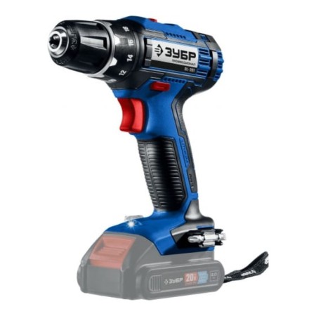Drill-shuruvret bison DL-201, 20 V, without battery and ZU, BZP, 0.8-10 mm, 2 speeds, Li-lon, 50 nm-1