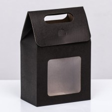 Box with window, black, 15 x 10 x 6 cm